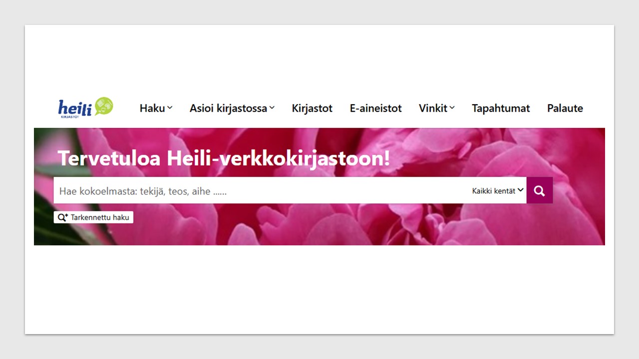 Kuvankaappaus heili.finna.fi-verkkosivun etusivulta