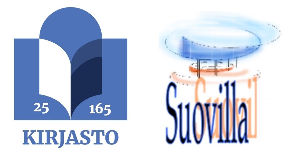 kirjaston juhlavuoden logo ja suovillalogo